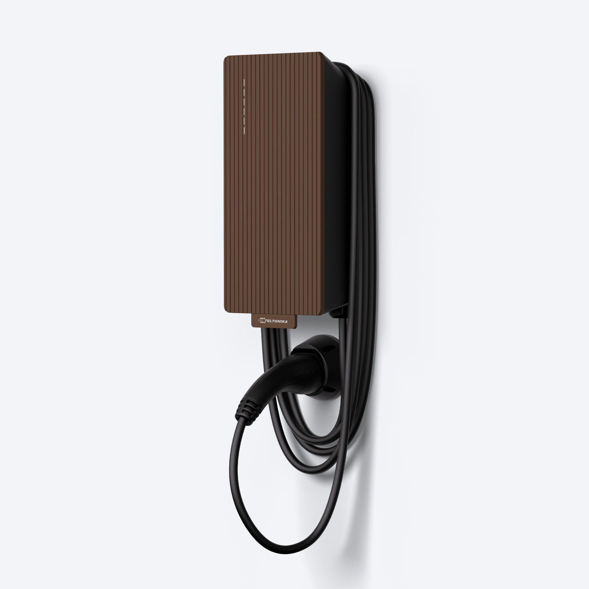 Borne Teltonika EVC 2 avec façade brun granite — rendu officiel