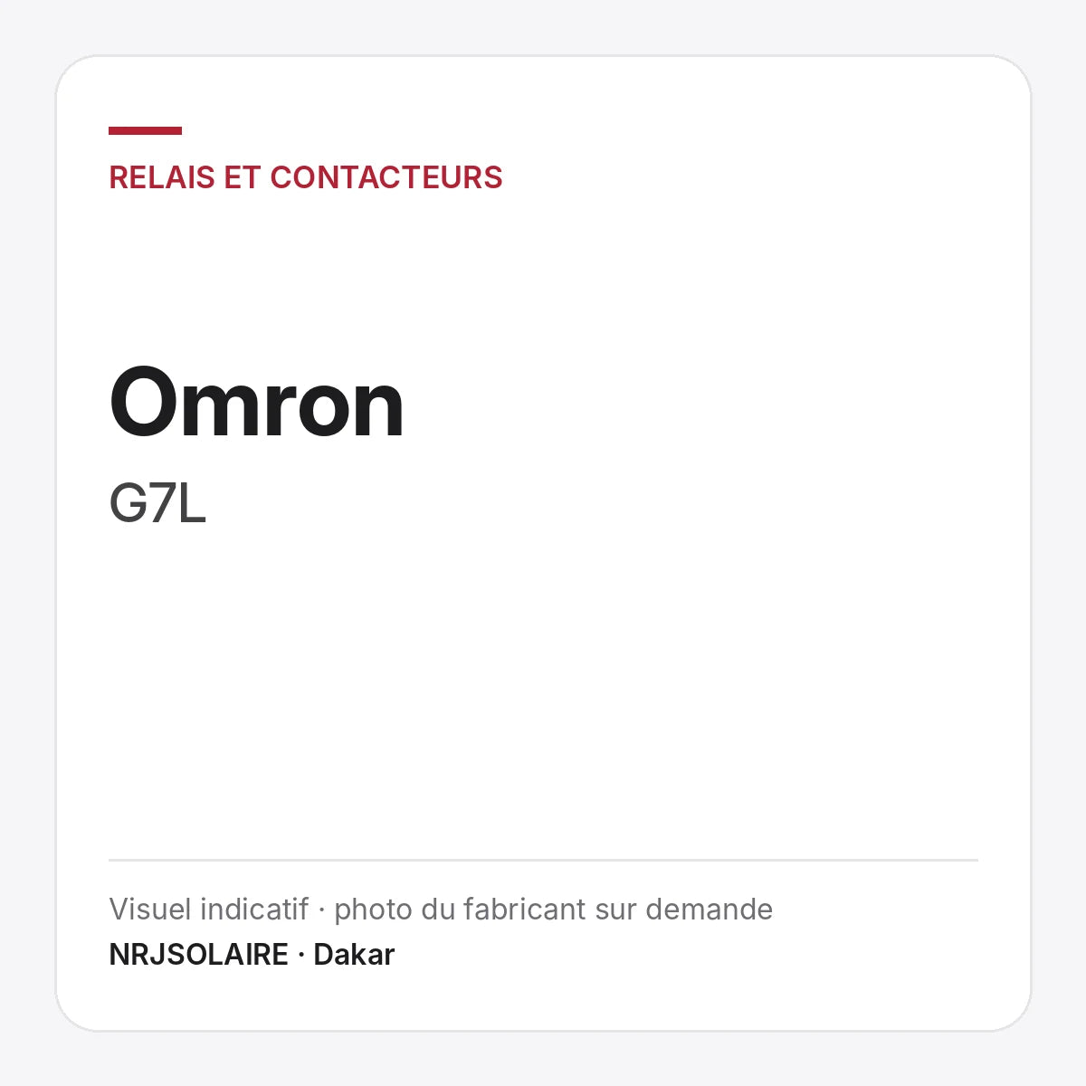 Omron G7L — visuel indicatif NRJSOLAIRE