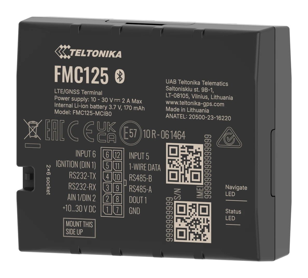 Teltonika FMC125, traceur GPS 4G LTE Cat 1 avec RS232/RS485 — photo constructeur