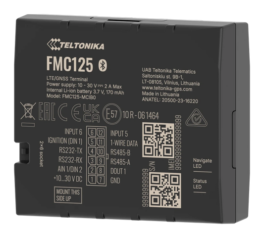 Teltonika FMC125, traceur GPS 4G LTE Cat 1 avec RS232/RS485 — photo constructeur