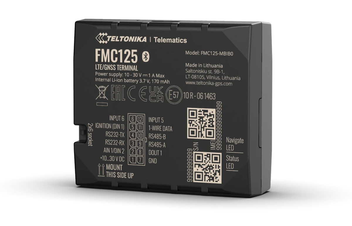 Teltonika FMC125, traceur GPS 4G LTE Cat 1 avec RS232/RS485 — photo constructeur